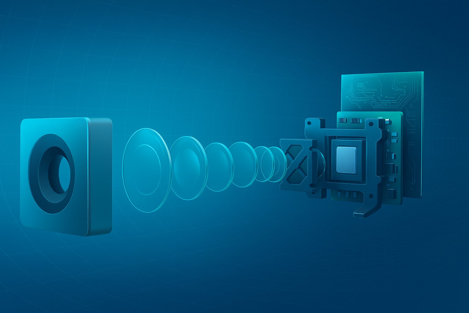 Exploded camera module and lens assembly